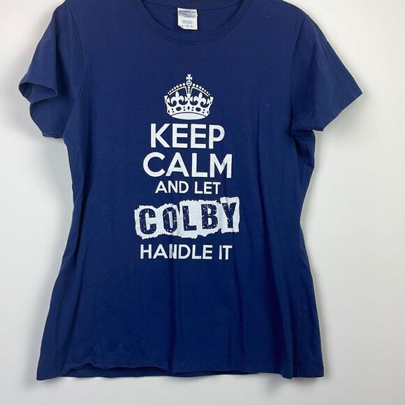 Port & Company Women's Short Sleeve Let Colby Handle It Fan Fave Blue T-Shirt L - Picture 1 of 5